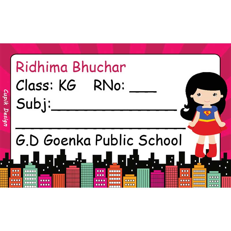 Personalised School Book Labels - Supergirl, Pack of 20