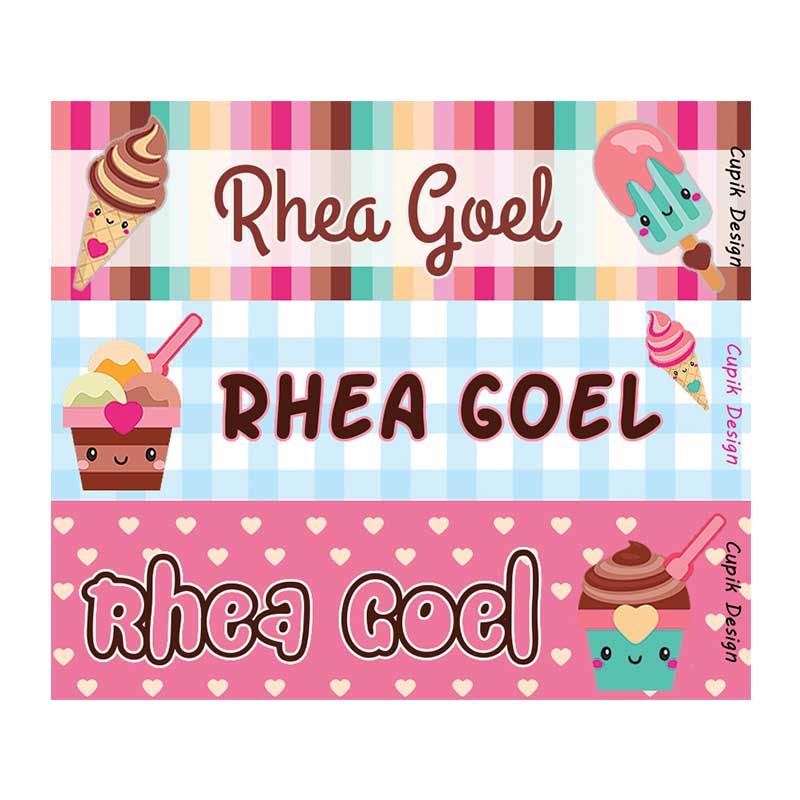 Name Stickers - Ice-cream, Set of 45