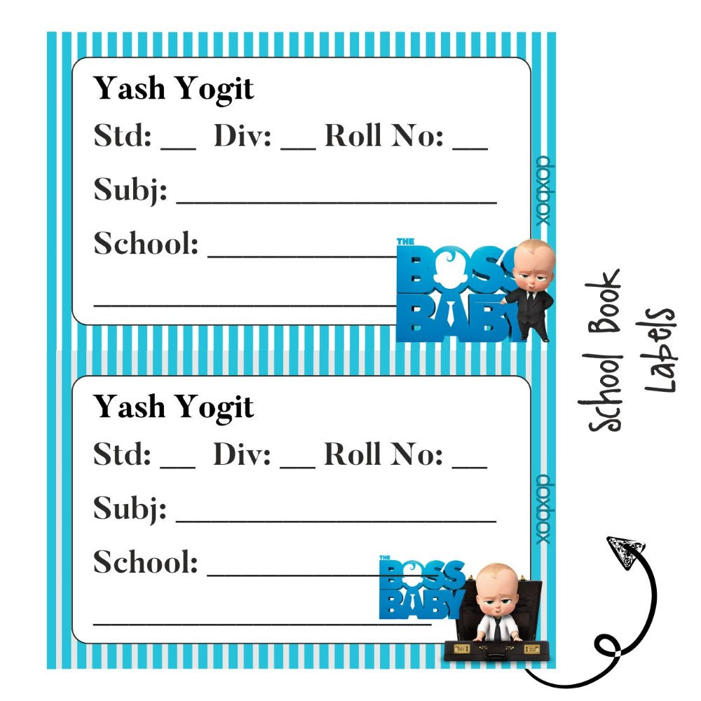 School Book Label - Boss Baby