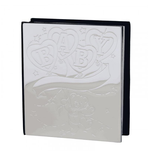 Frazer & Haws 92.5 Silver Plated Photo Album - Bear With Heart Shape Balloon (Holds 100 x 4R Photos)