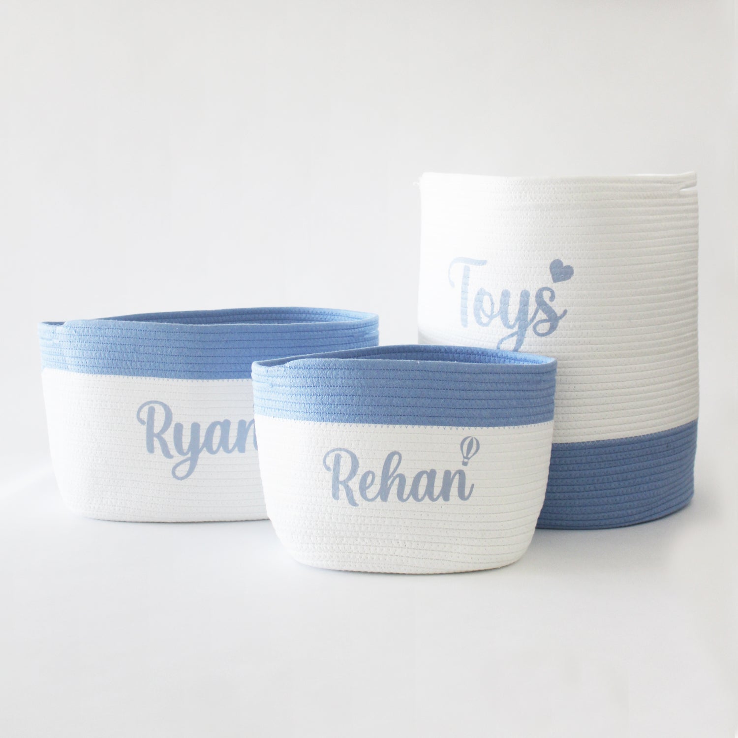 Personalized Storage Basket - Set of 3 - Blue