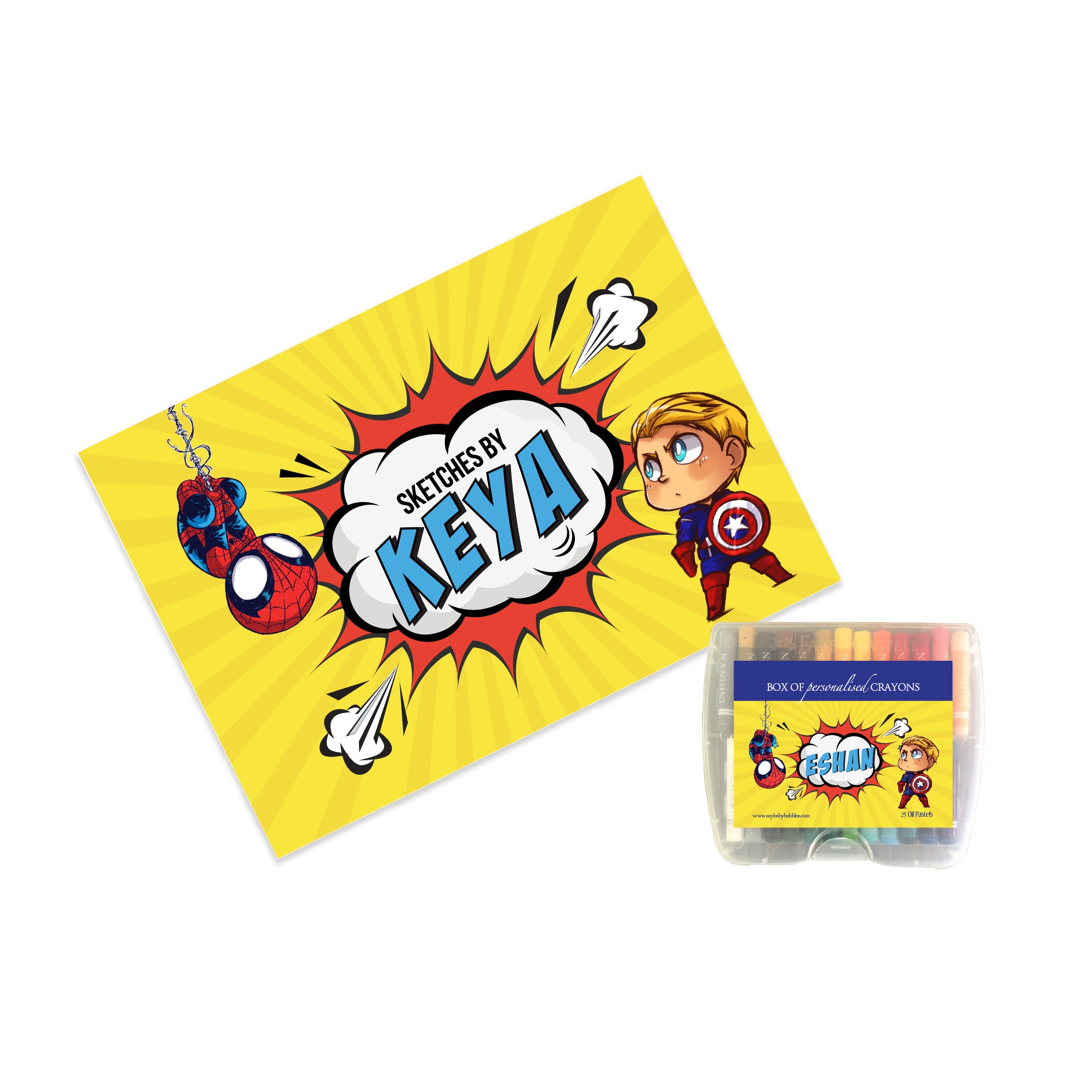 Personalised Sketch Book & Crayon Set - Superhero