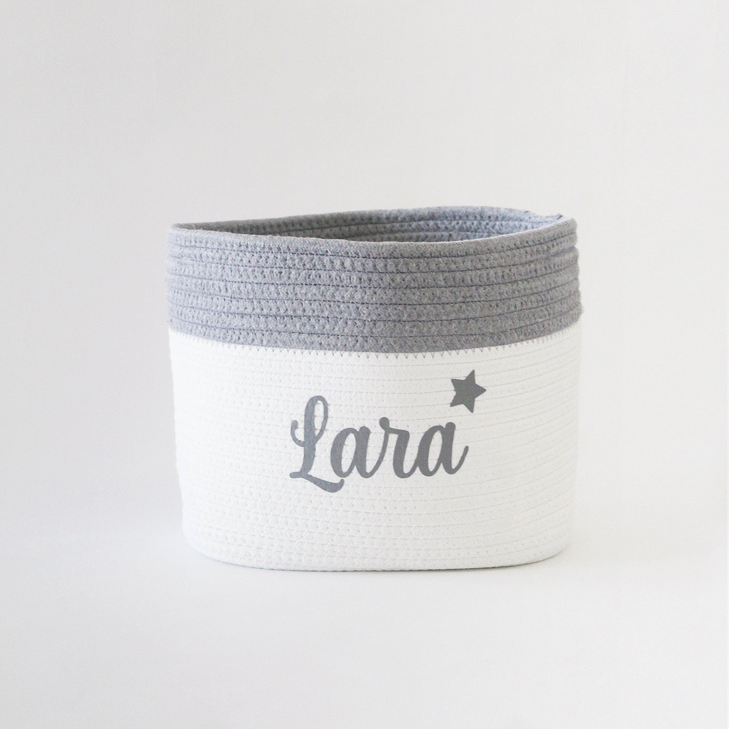 Personalized Storage Basket - Cursive - Grey - Small, Medium