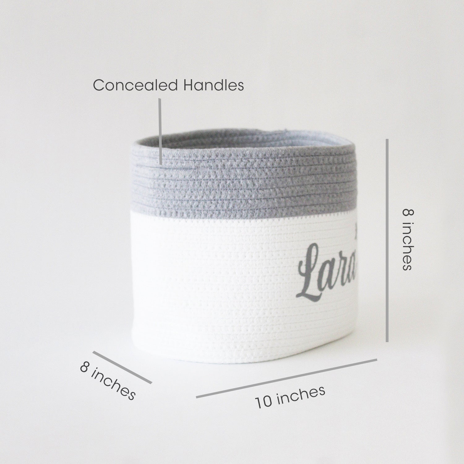 Personalized Storage Basket - Cursive - Grey - Small, Medium