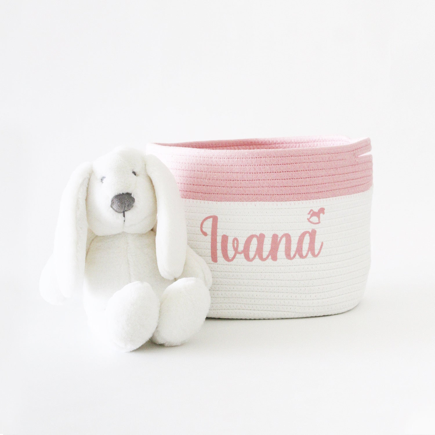 Personalized Storage Basket - Cursive - Pink - Small, Medium