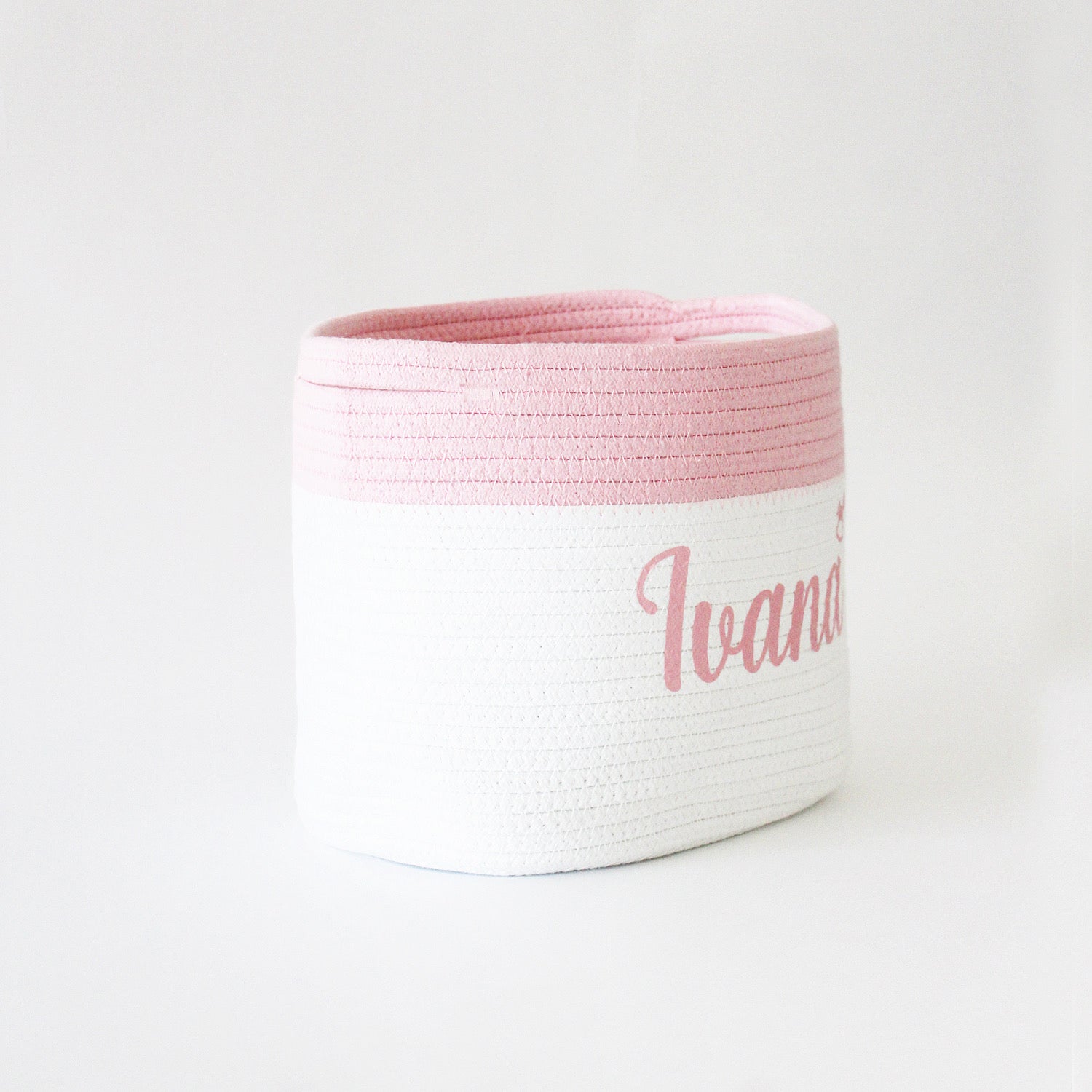 Personalized Storage Basket - Cursive - Pink - Small, Medium