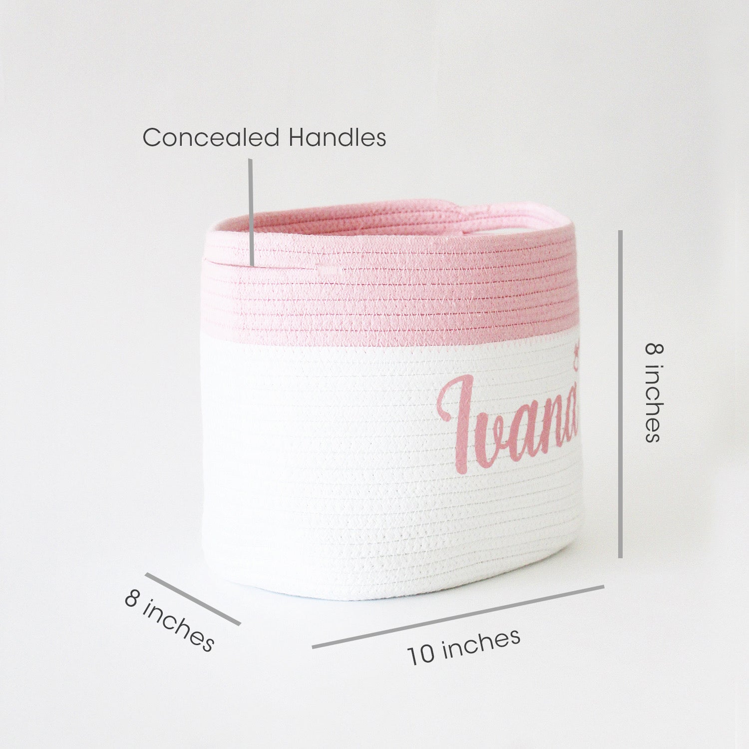 Personalized Storage Basket - Cursive - Pink - Small, Medium