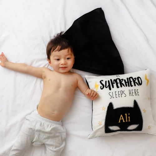 Personalised 'Superhero Sleeps Here' Pillow