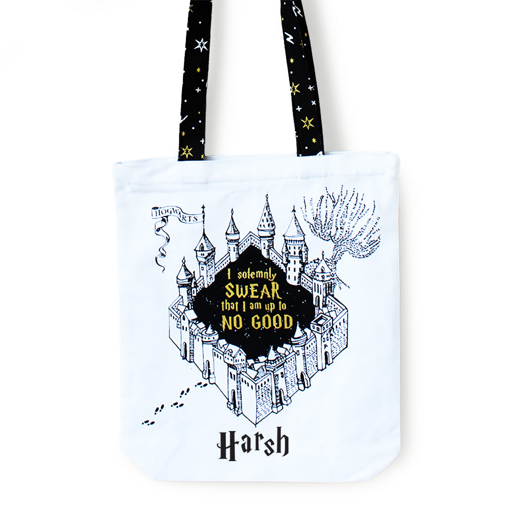 Reusable Eco Friendly Canvas Tote Bag with Zippered Closure Front Back Illustrations - Official Harry Potter - Marauders