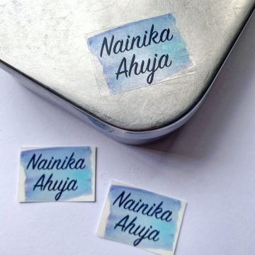 Personalised Blue Watercolour Transparent Labels