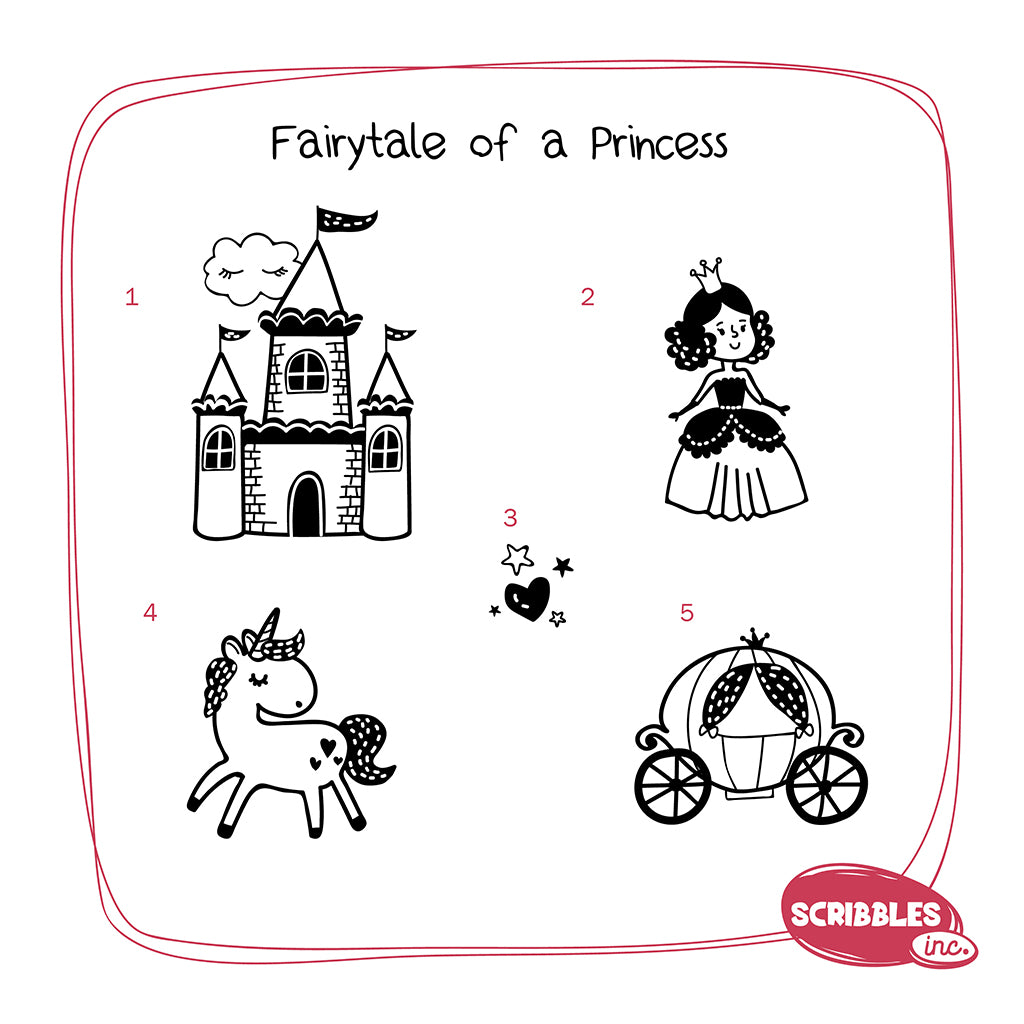 Wooden Stamp-A-Scene - Fairytale of a Princess (Red & Purple Stamp Pad)