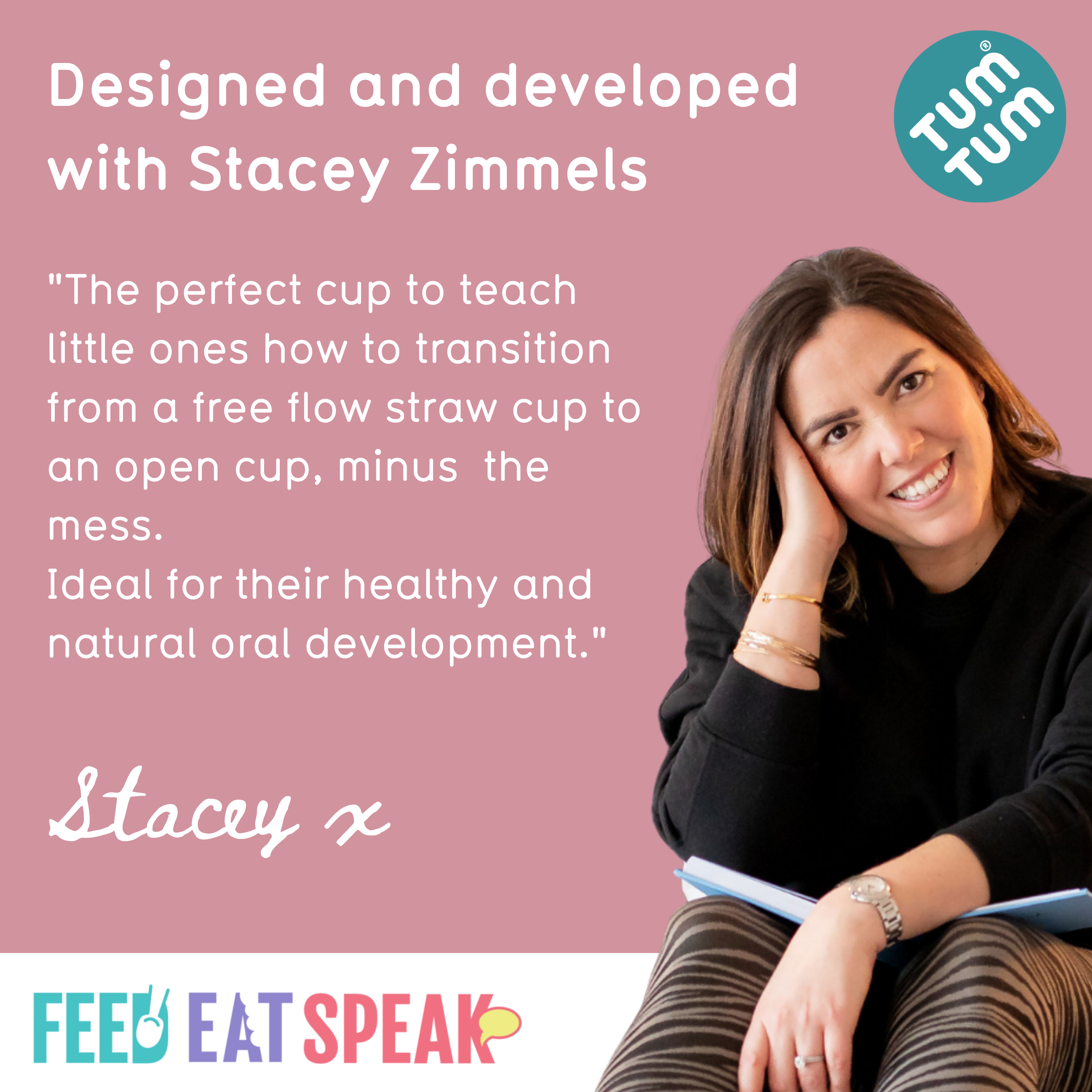 TUM TUM 3 way Baby Trainer Cup, Designed with Feeding & Swallowing Specialist Speech Therapist, 180ml, Pink