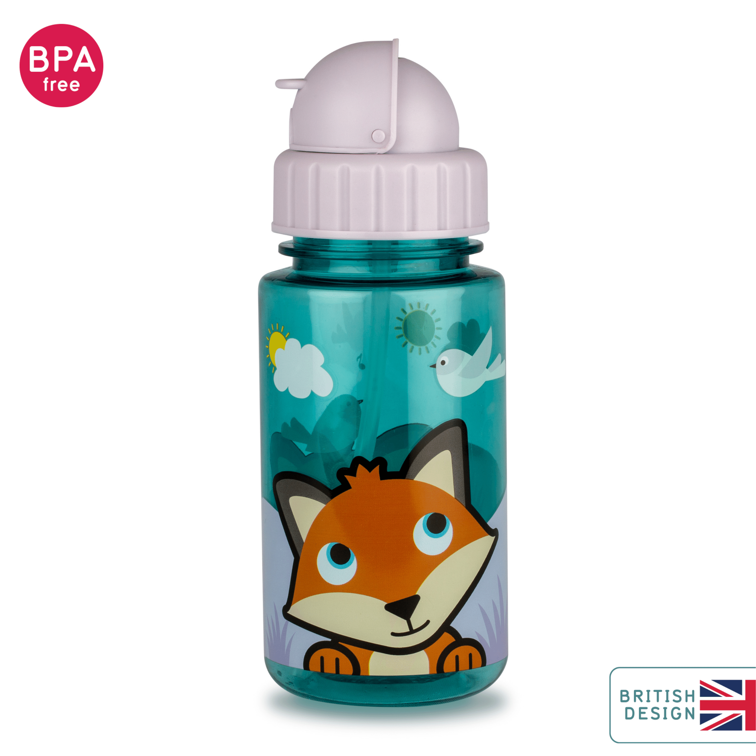 TUM TUM Flip Kids Water Bottle, 400ml, Felicity Fox