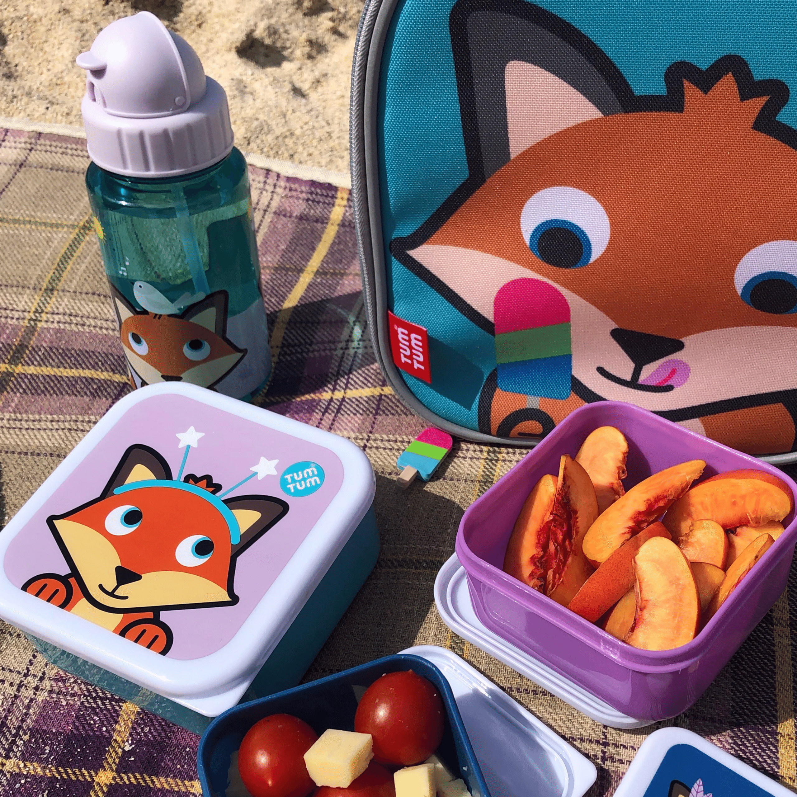 TUM TUM Flip Kids Water Bottle, 400ml, Felicity Fox