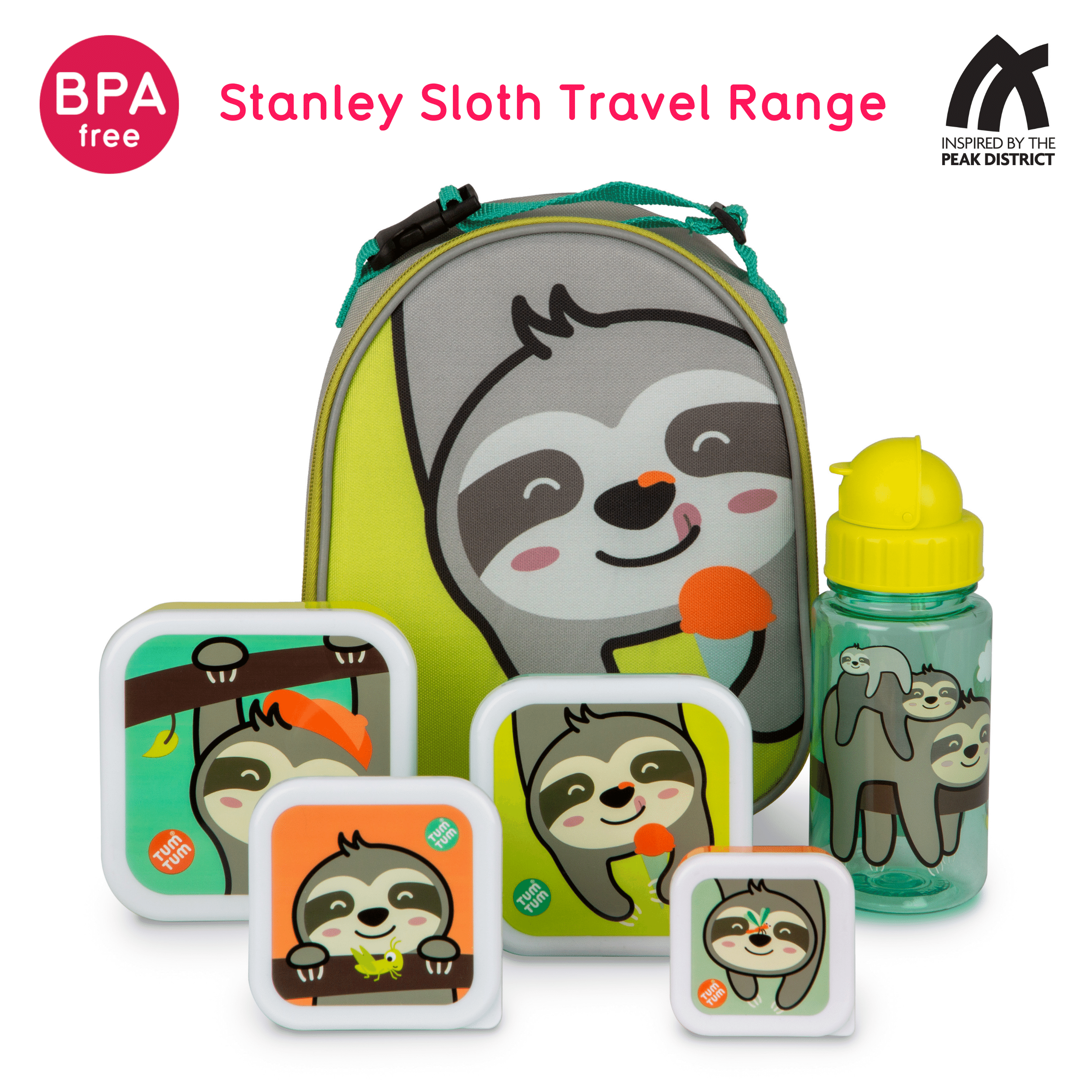 TUM TUM Flip Kids Water Bottle, 400ml, Stanley Sloth