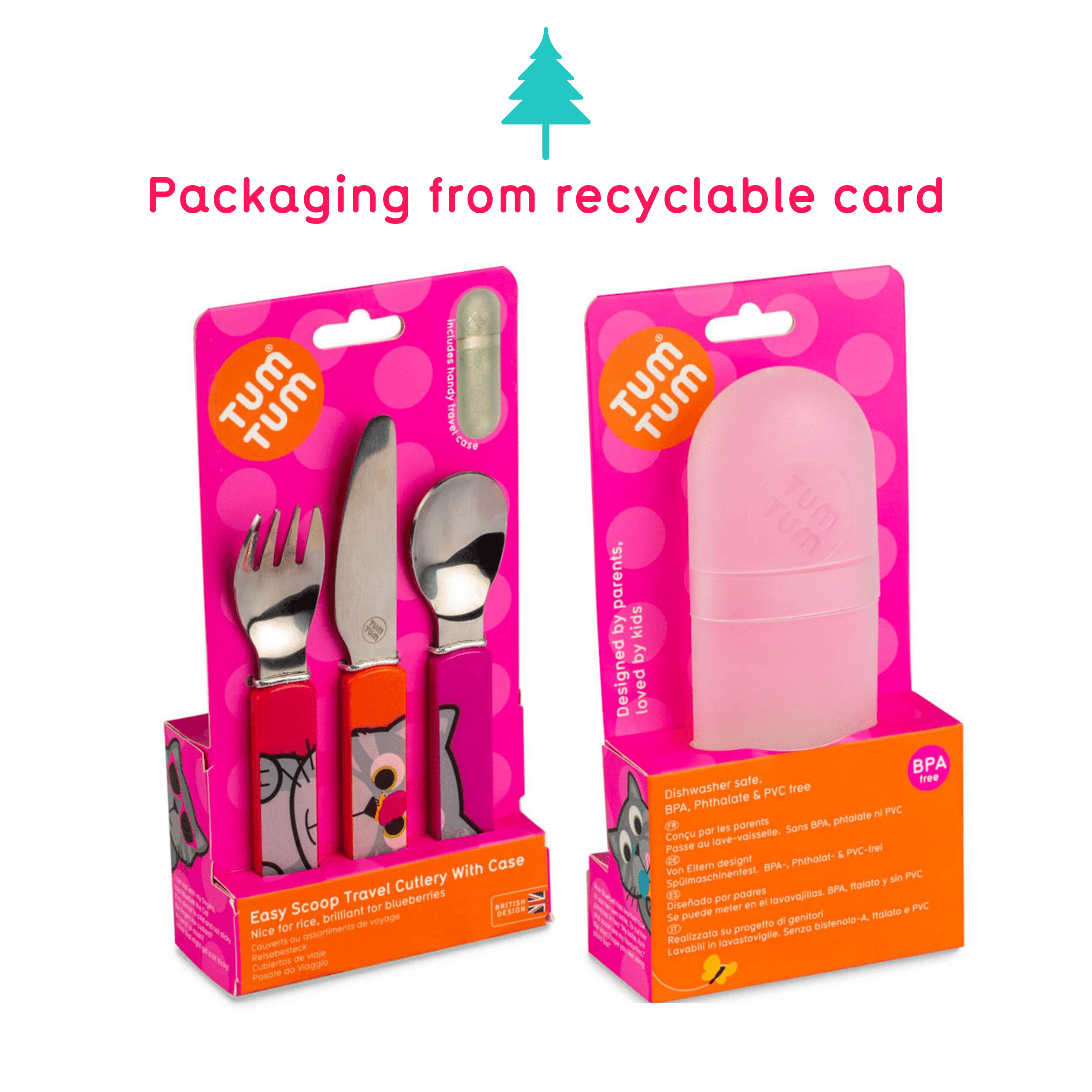 TUM TUM Easy Scoop Children's Cutlery Set With Travel Case - Bluebell