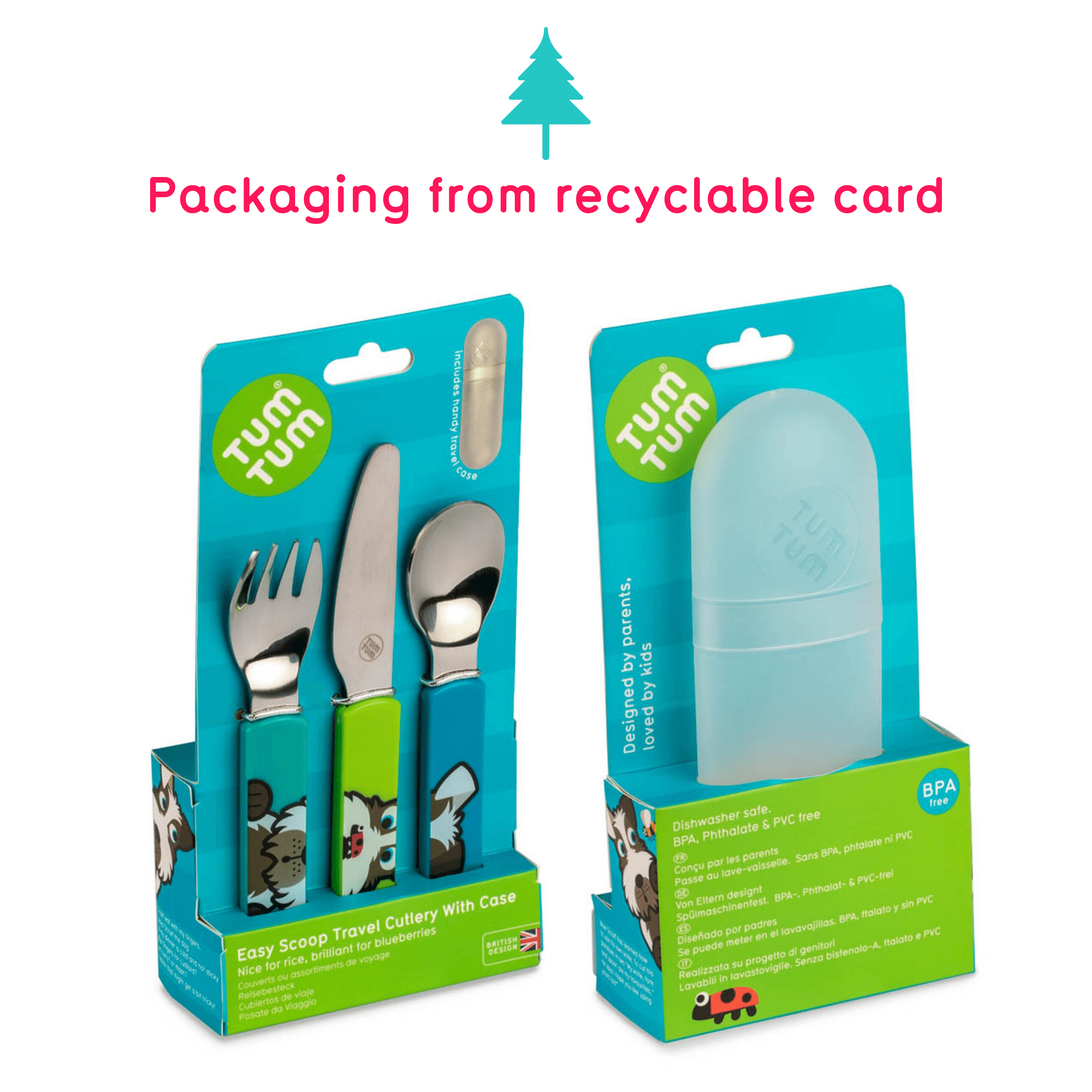 TUM TUM Easy Scoop Children's Cutlery Set With Travel Case, Scruff