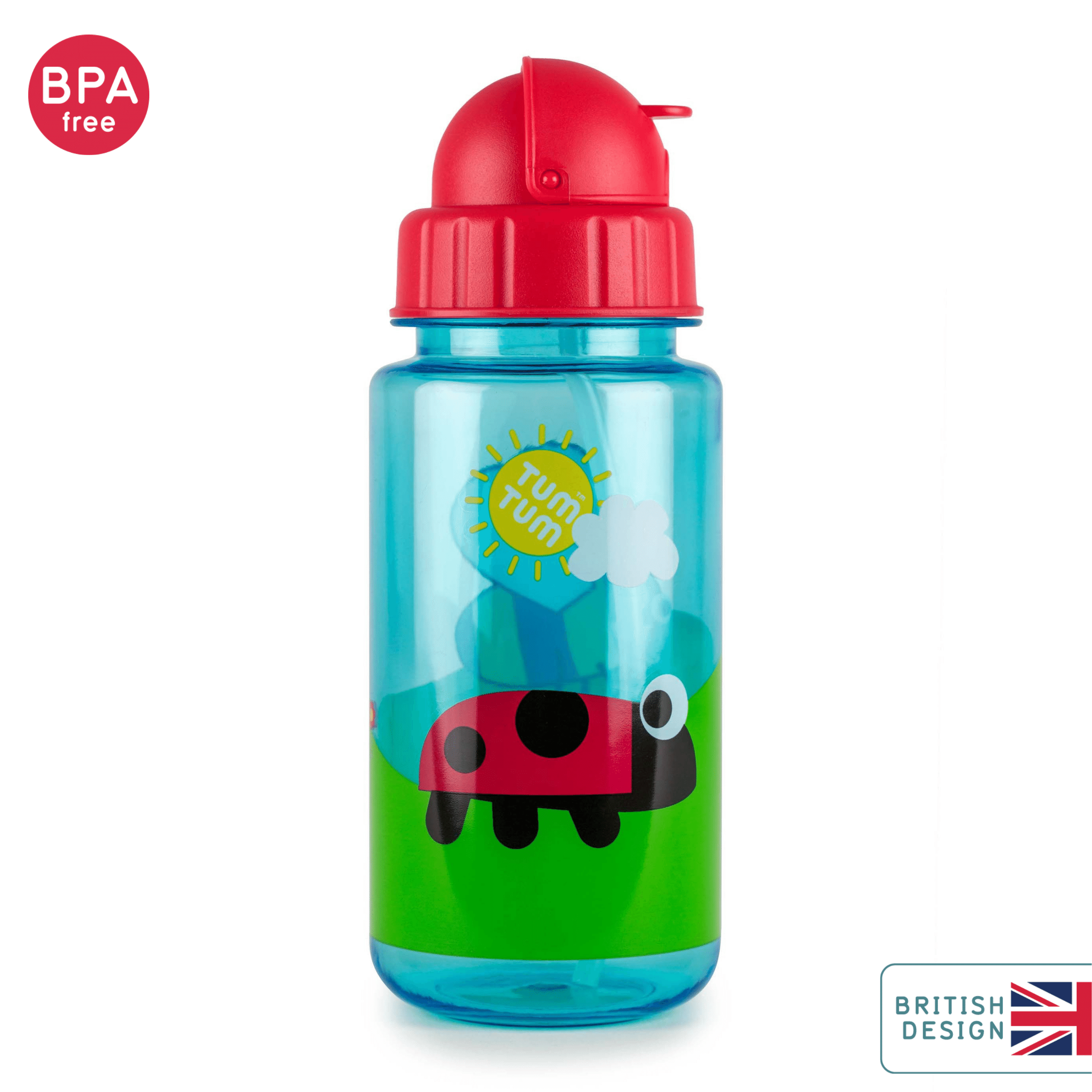 TUM TUM Flip Kids Water Bottle, 400ml, Bugs