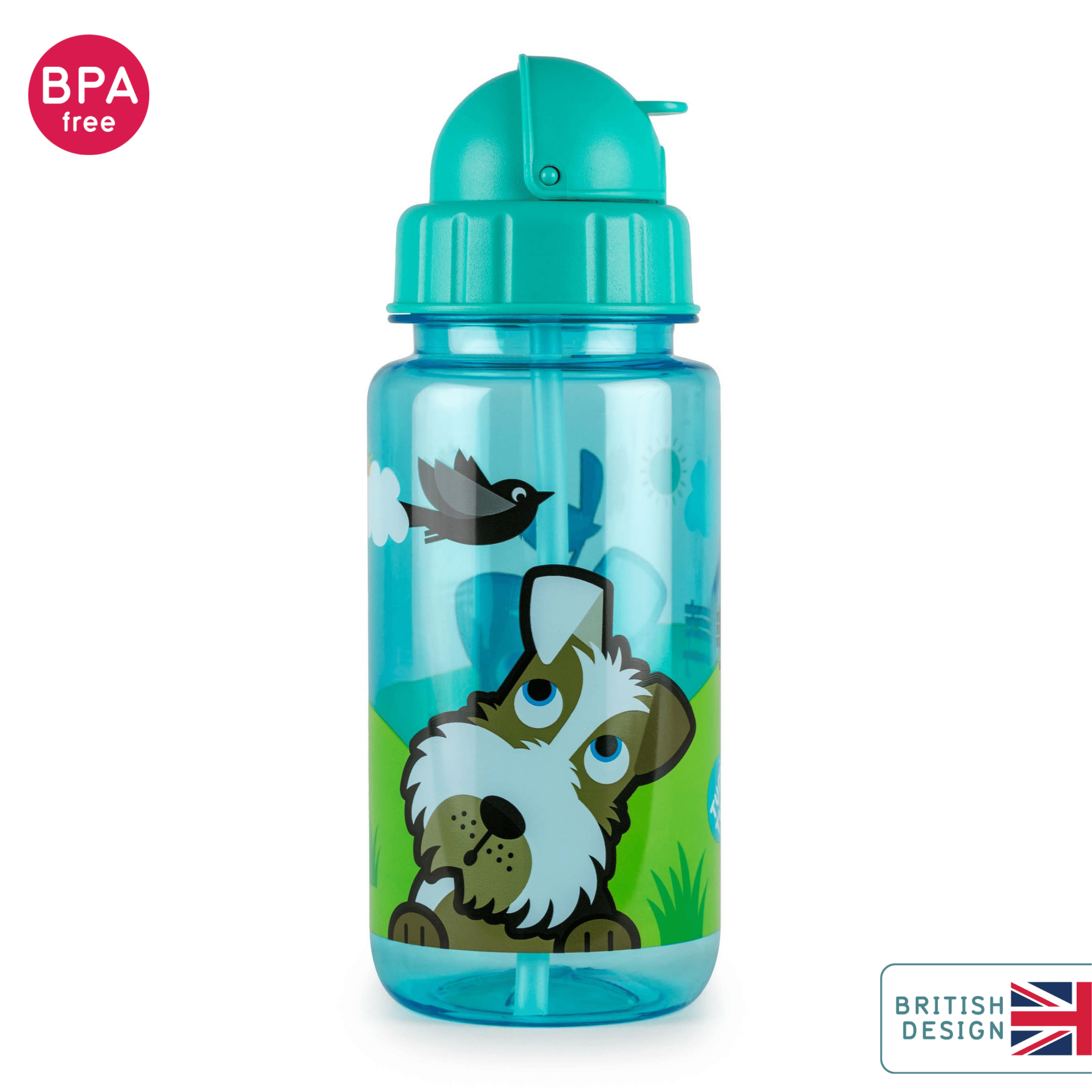 TUM TUM Flip Kids Water Bottle, 400ml, Scruff