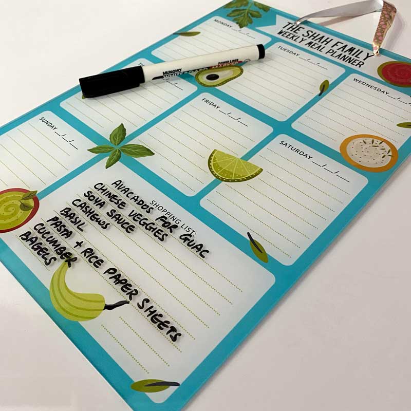 Personalised Teal Meal Planner - Acrylic