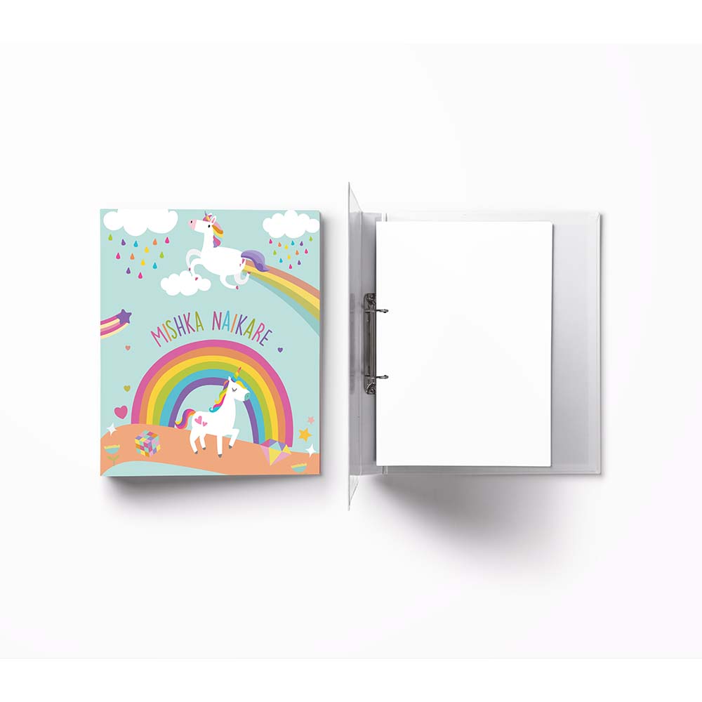 Unicorn & Rainbow- A4 Vertical Clip Binder File