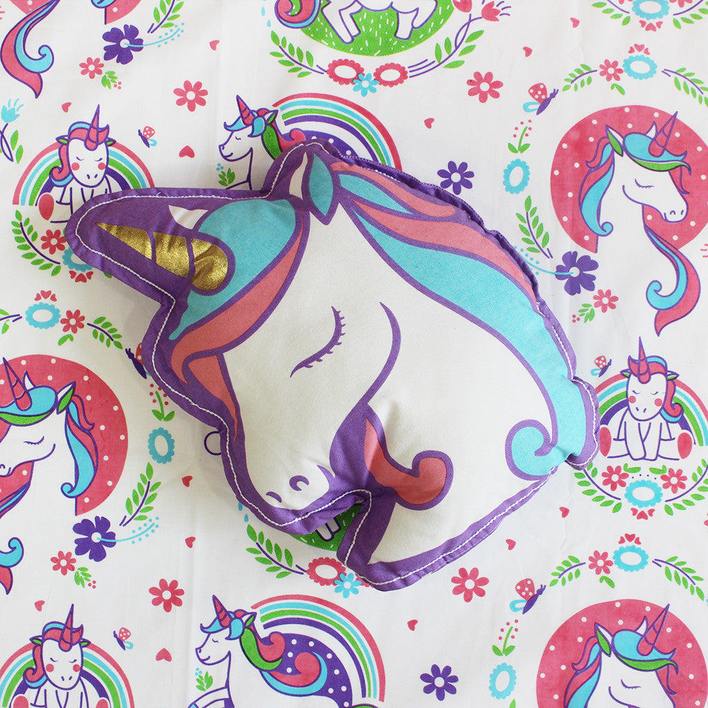 Shaped Cushion - Unicorn & Rainbows