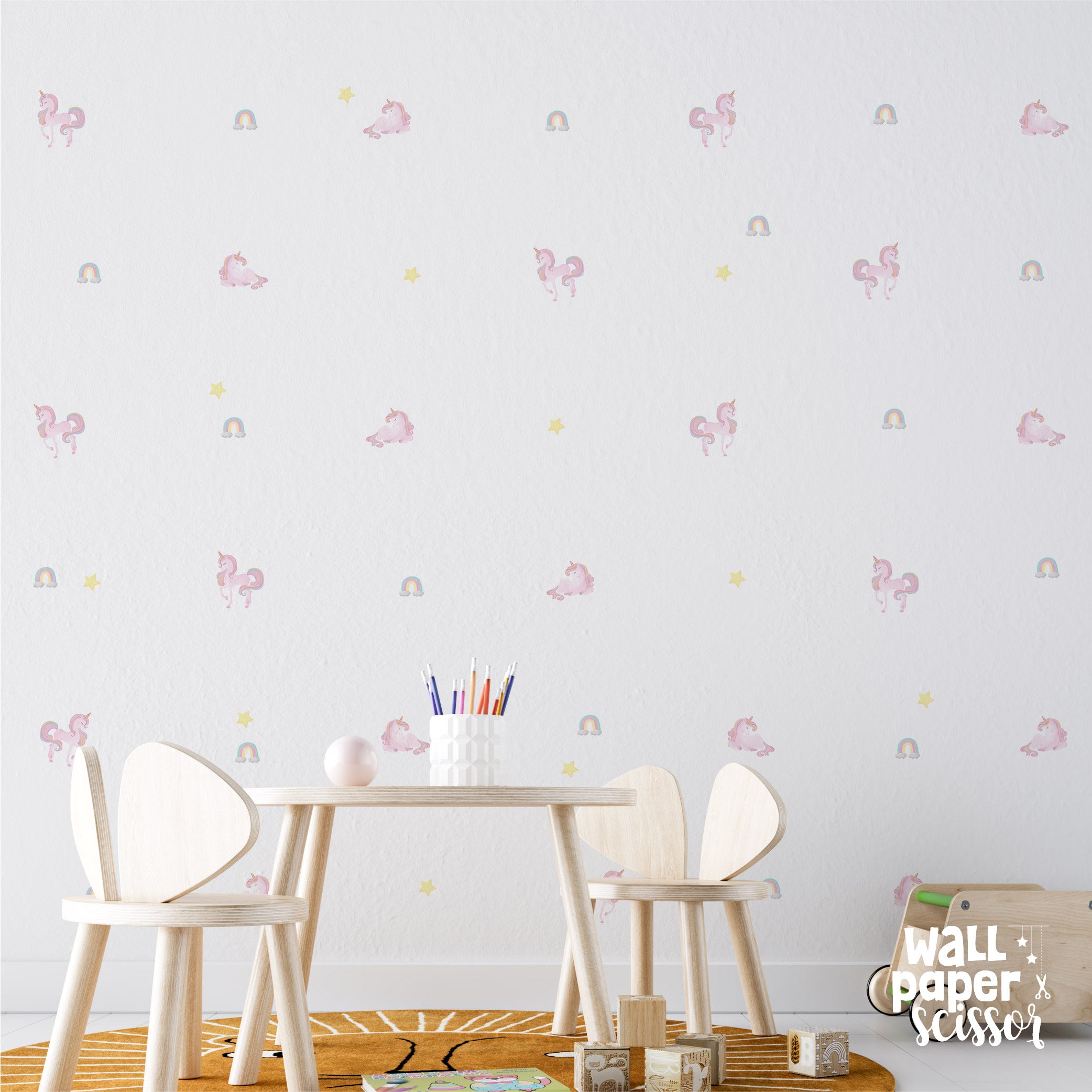 Watercolour Unicorn & Rainbow Wall Stickers