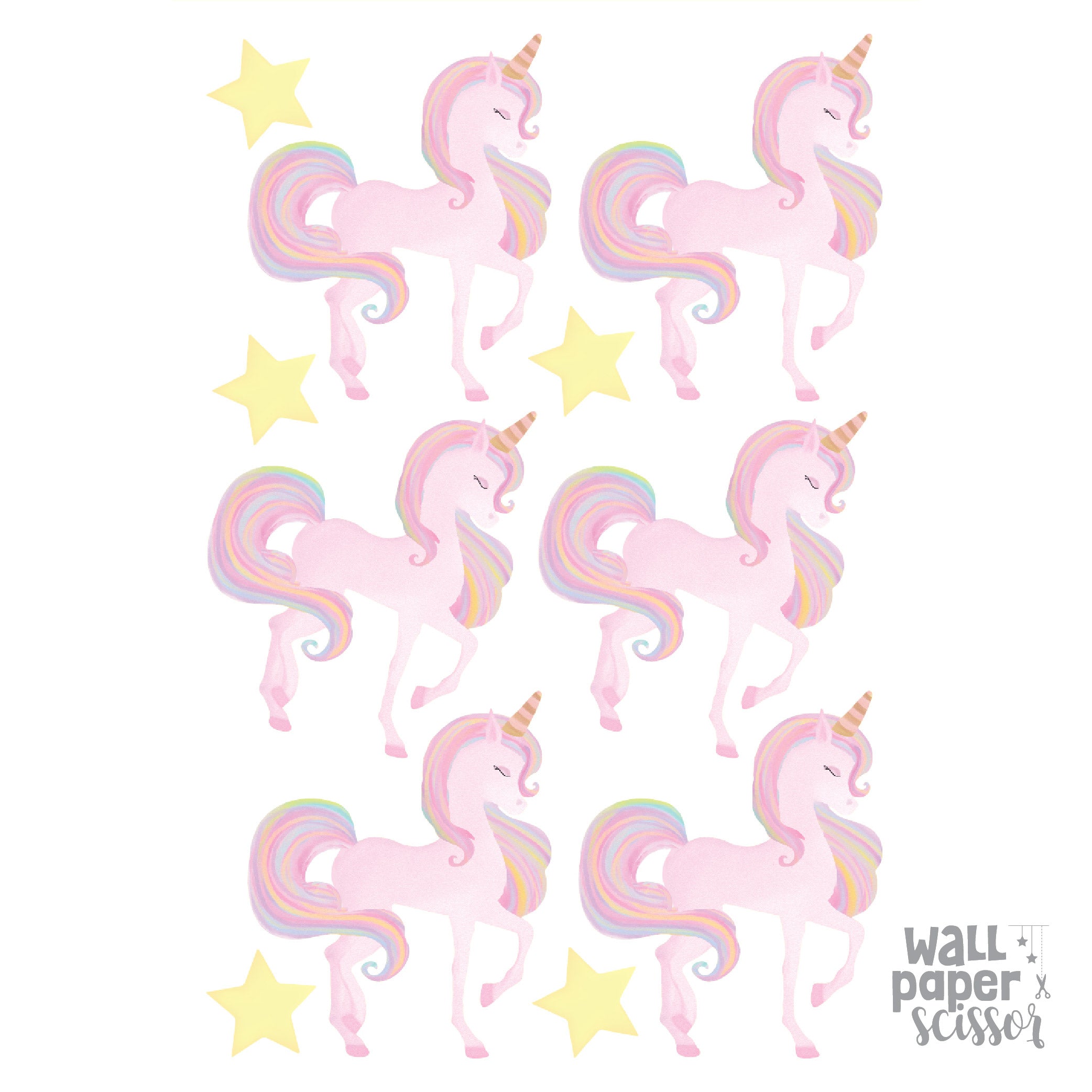 Watercolour Unicorn & Rainbow Wall Stickers