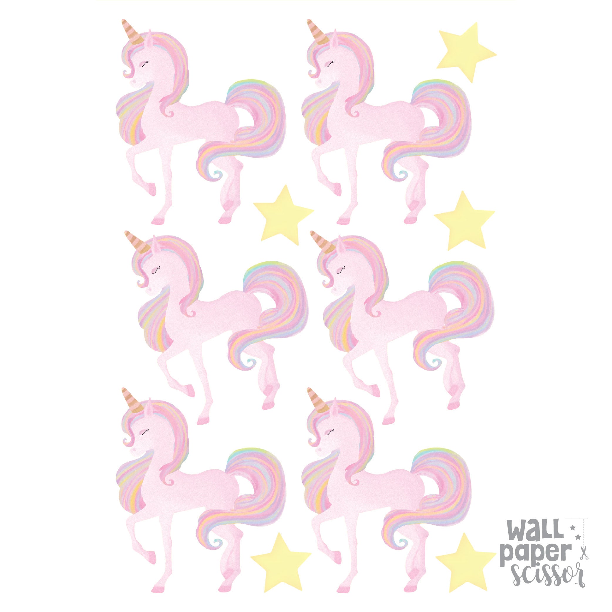 Watercolour Unicorn & Rainbow Wall Stickers