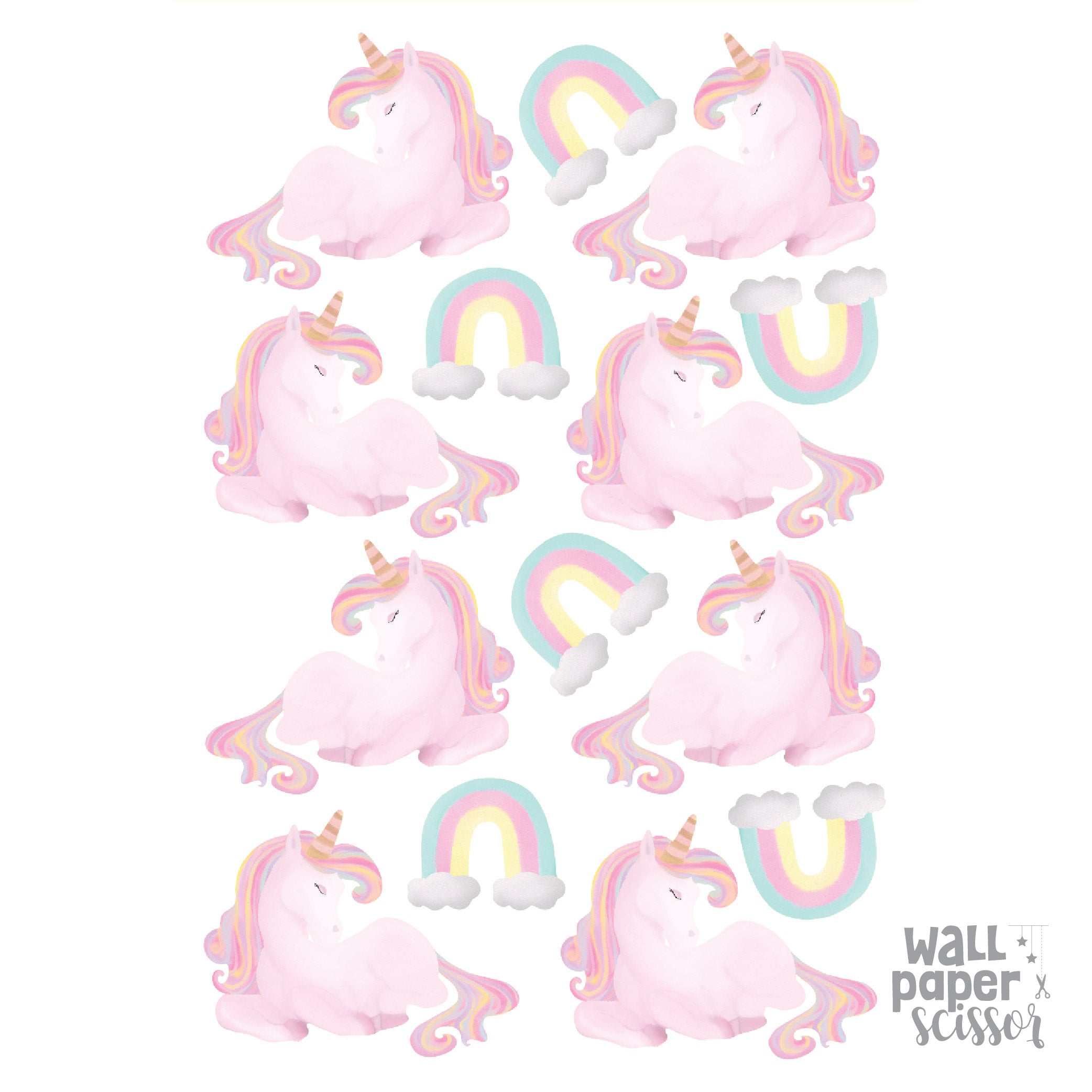 Watercolour Unicorn & Rainbow Wall Stickers