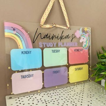 Personalised Unicorns & Rainbows Weekly Planner - Reusable