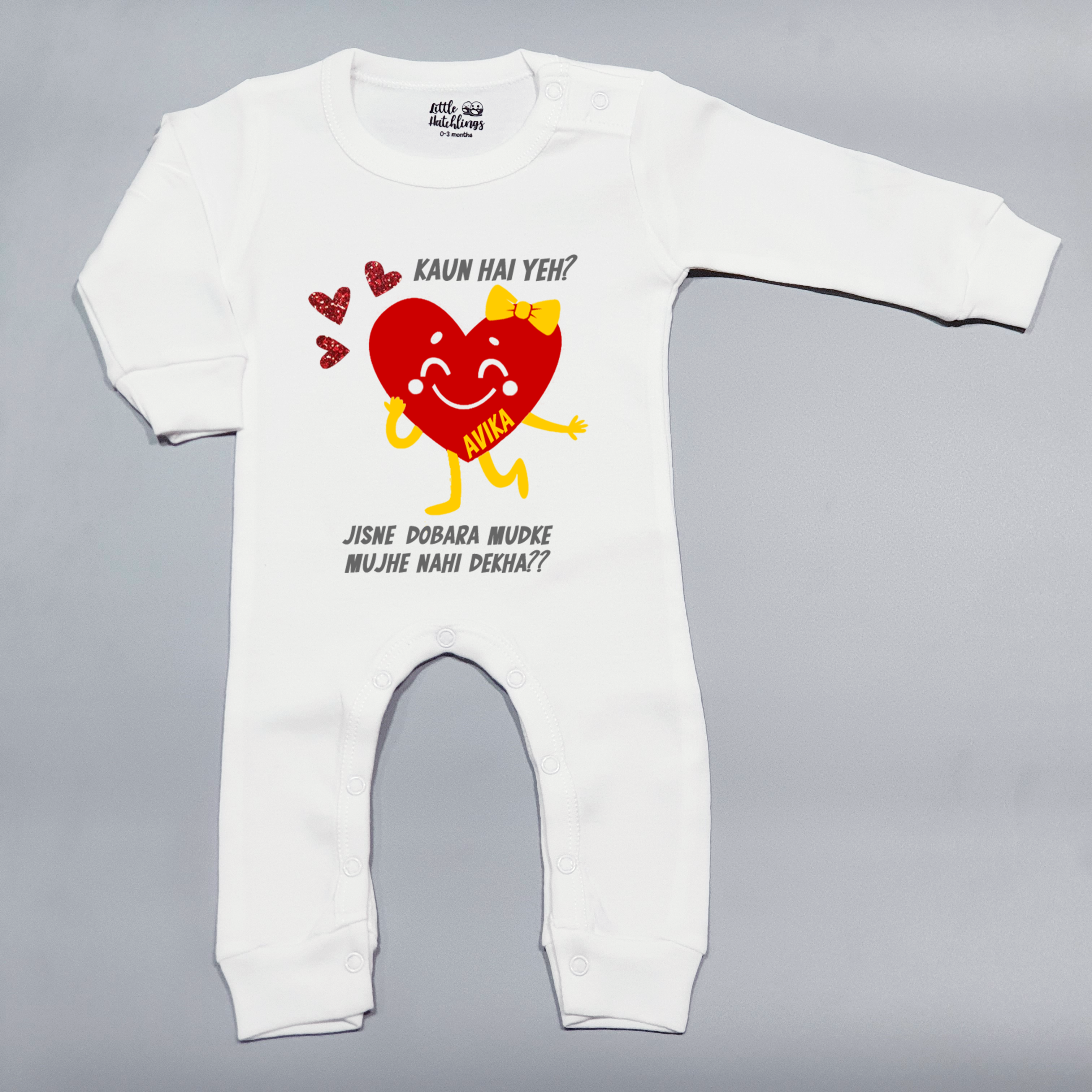 Bollywood Theme White Valentines Day Onesie / Romper / Tshirt (Kaun Hai Yeh)