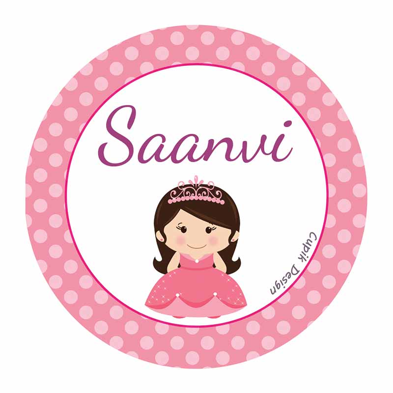 Personalised Princess Waterproof Stickers (Round)