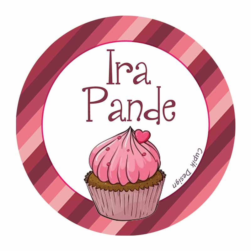 Personalised Cupcake Waterproof Stickers (Round)