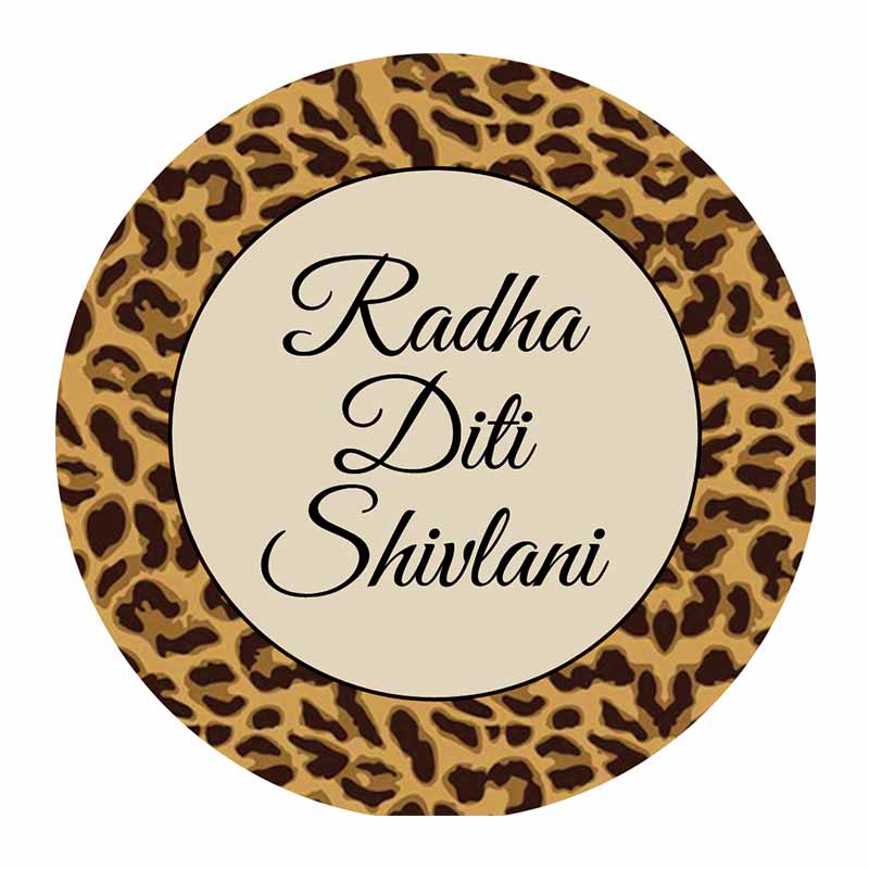 Personalised Cheetah  Waterproof Stickers (Round)