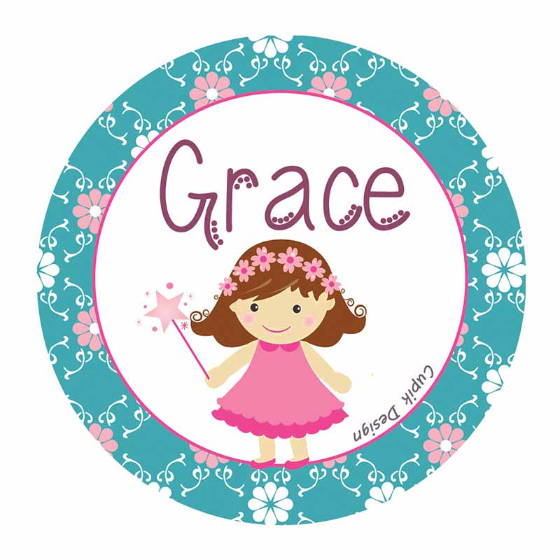 Personalised Angel Waterproof Stickers (Round)