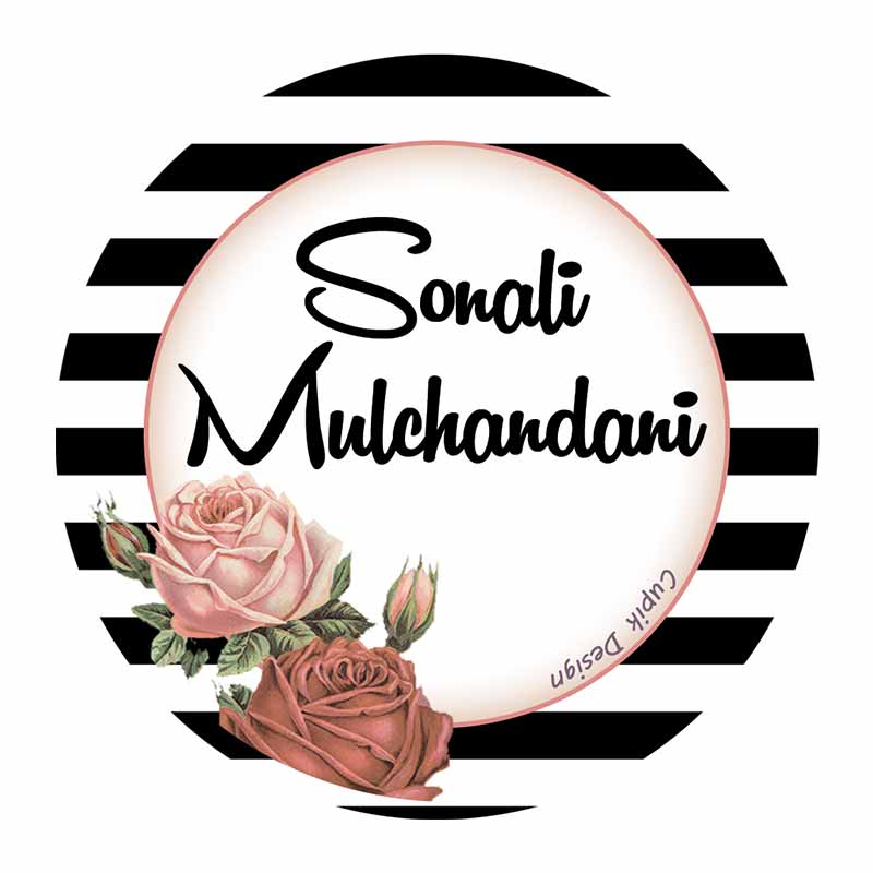 Personalised Black & White Floral Waterproof Stickers (Round)