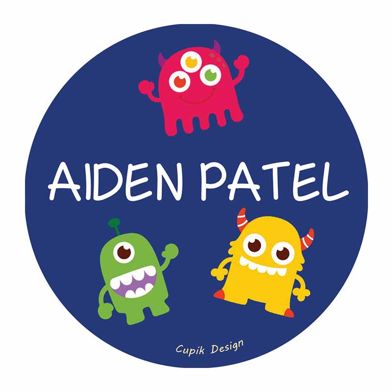 Personalised Monsters Waterproof Stickers (Round)