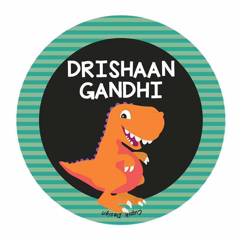 Personalised TRex Waterproof Stickers (Round)