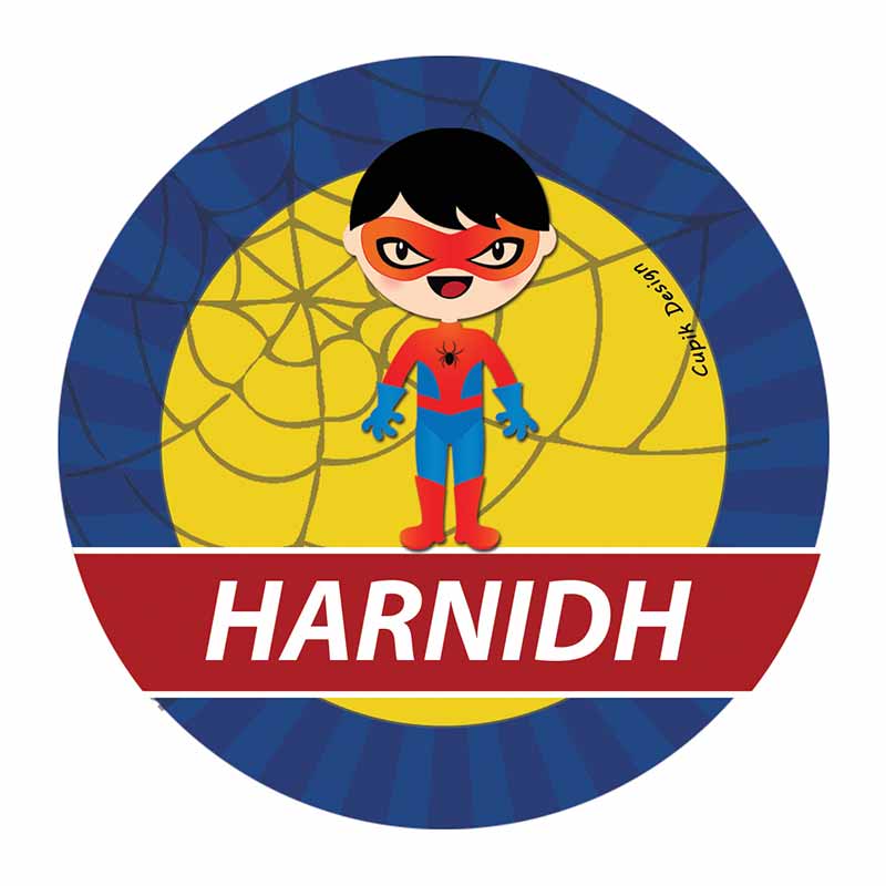 Personalised Spidey Waterproof Stickers (Round)