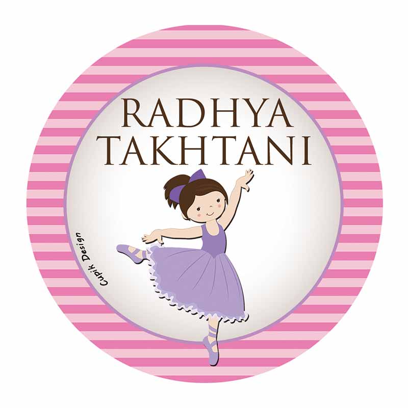 Personalised Ballerina Waterproof Stickers (Round)