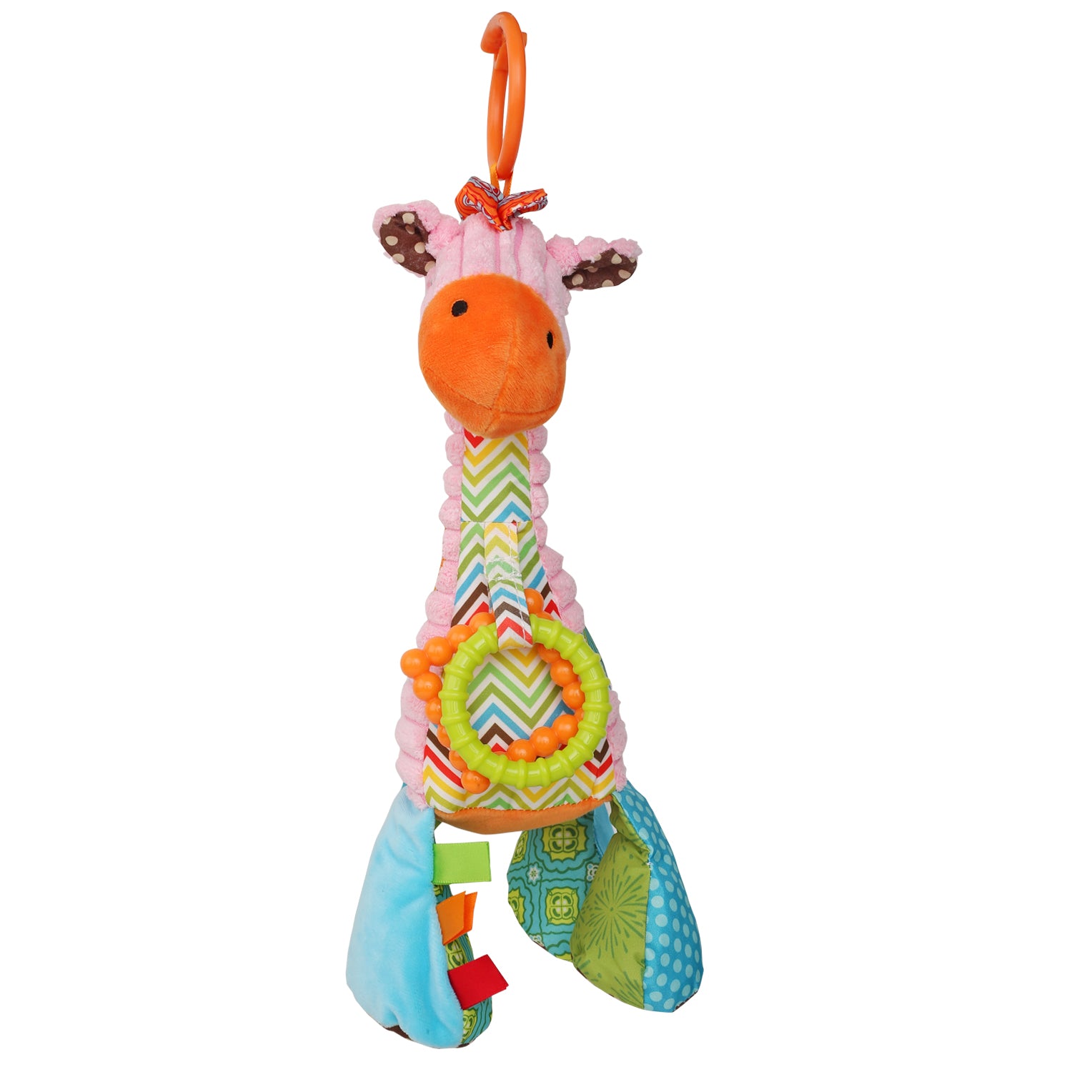 Baby Moo Giraffe Pink Pulling Toy With Teether