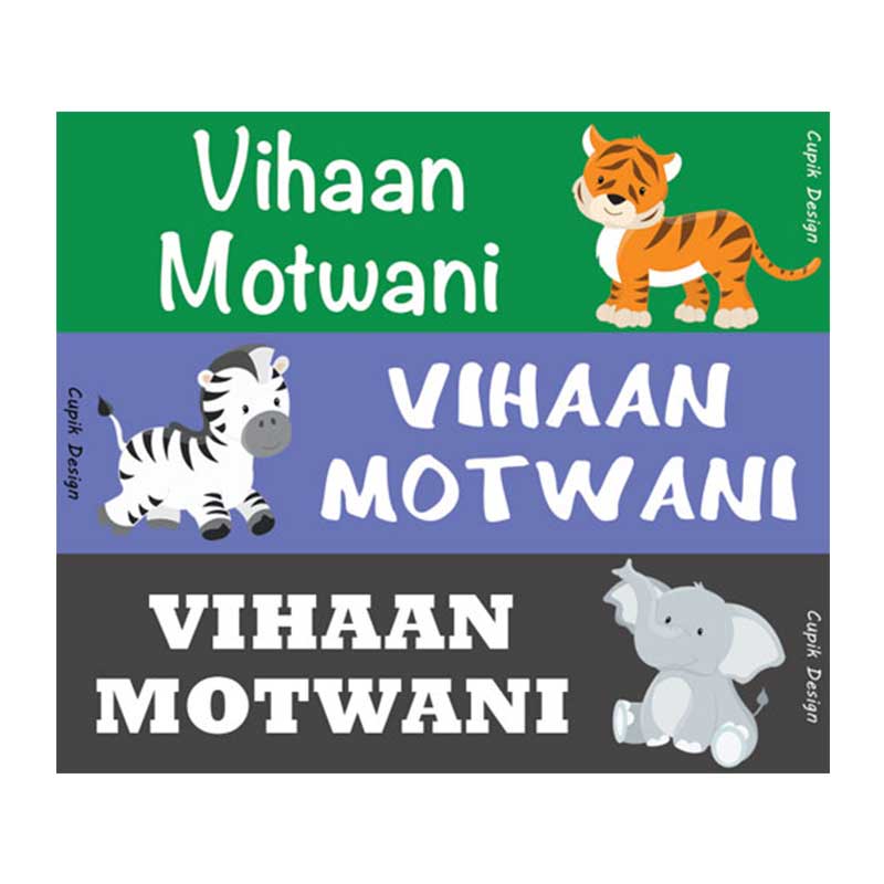 Personalised Baby Animals 1 Waterproof Stickers - Rectangular