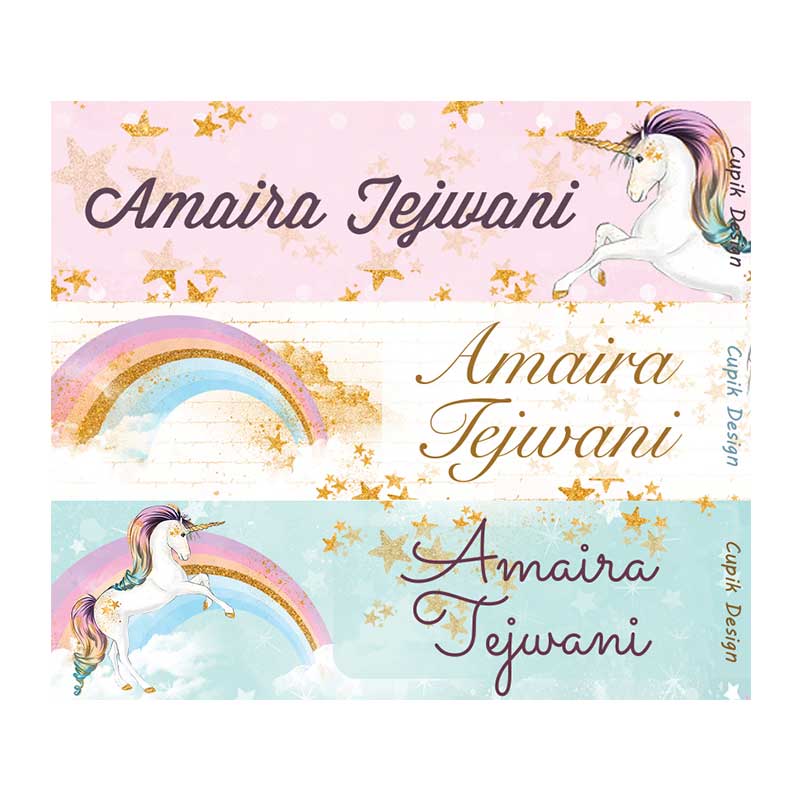 Personalised Unicorn Waterproof Stickers - Rectangular