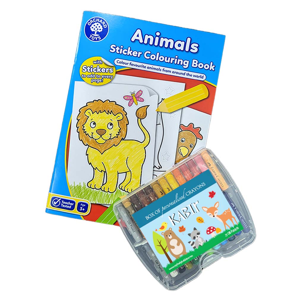 Orchard Toys Colouring Book & Personalised Crayon Set - Animals