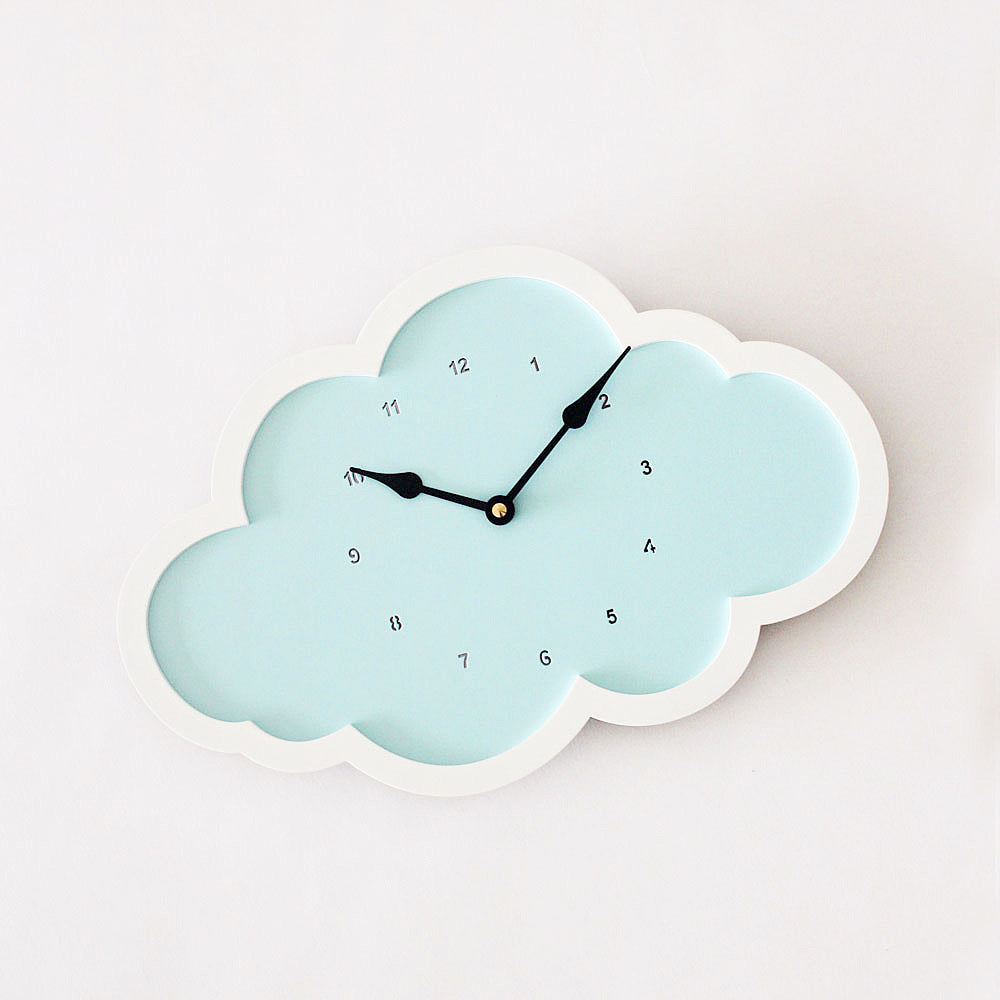 Cloud Clock - Blue - White Border
