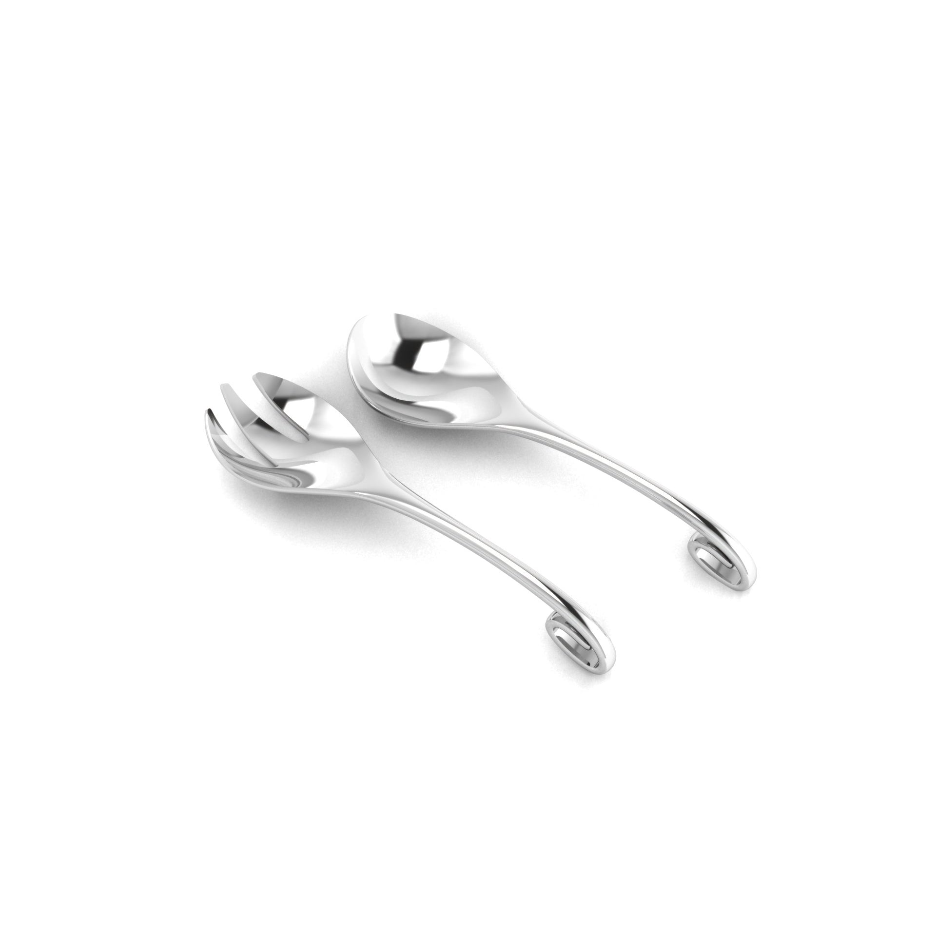 Sterling Silver Spoon/Fork Set - Curve