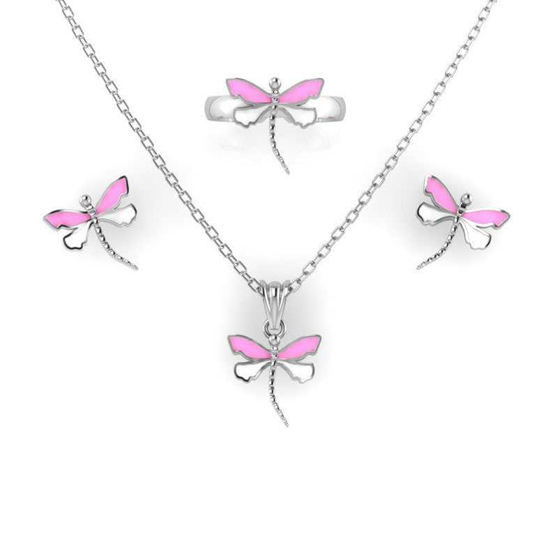 Sterling Silver Necklace & Ring Set - Butterfly <br> <span style="font-size: 10px;">More Frame Colours Available</span>