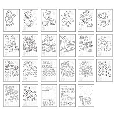 Orchard Toys Coloring Book - Set Of 3 ( Animals+ Unicorn Mermaid+1-20)