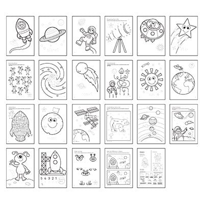 Orchard Toys Coloring Book - Set Of 3 (Animals+ Outer Space + Unicorn Mermaid)